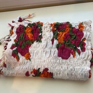 Floral Smocked Top with Tassels